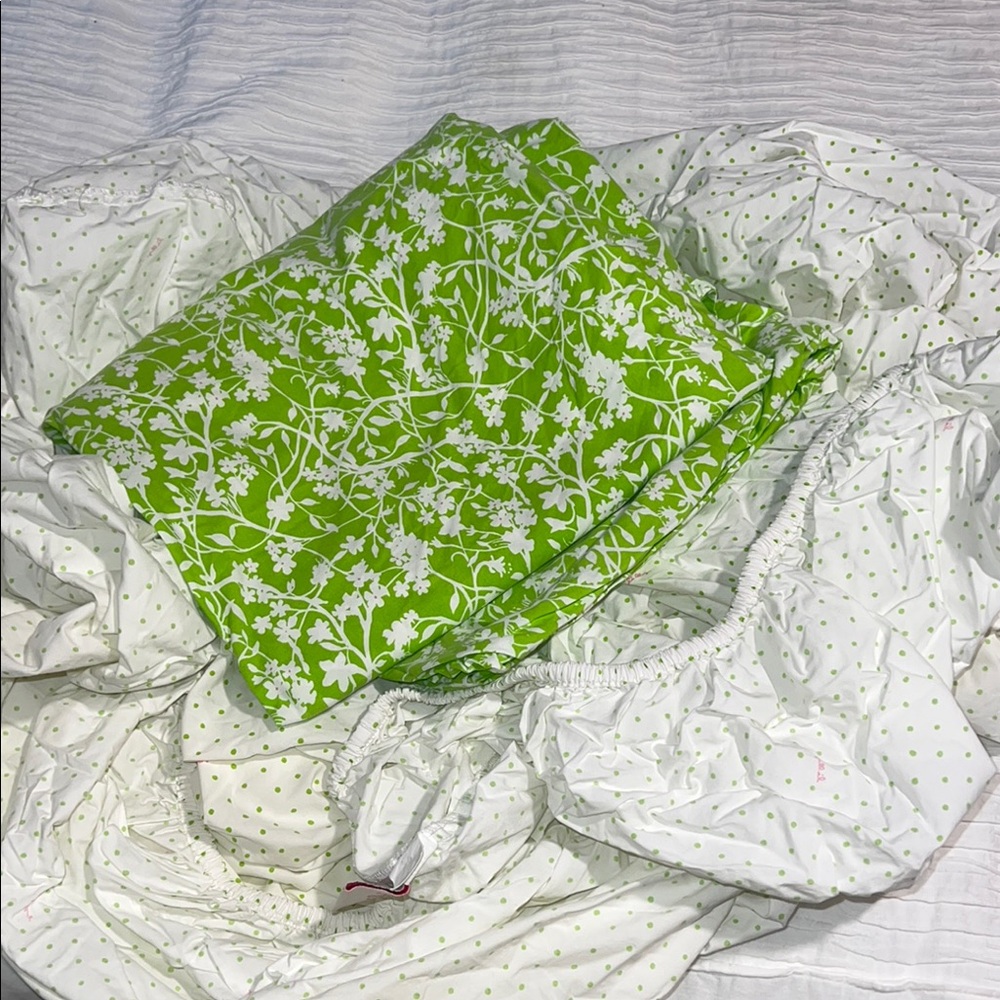 Lily Pulitzer green and white‎ 100percent cotton bedding garnet hill y2k